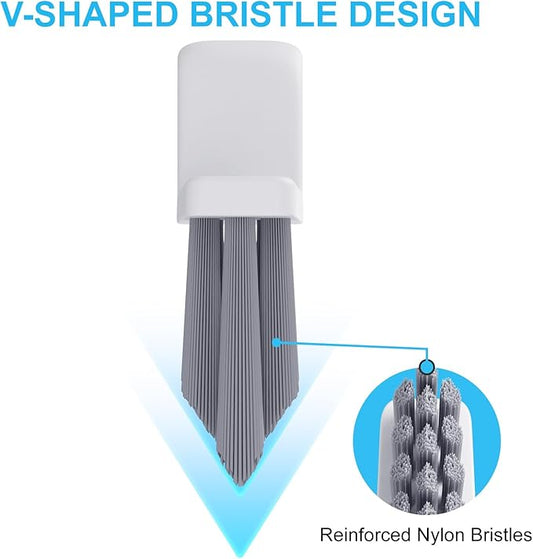 V-Shaped Grout Cleaner Brush, 3 Pcs Grout Brushes for Tile Floor, Handheld Grout Cleaning Brushes Set with 3 Hooks for Shower, Bathroom, Kitchen, Home Use, Stiff Bristle