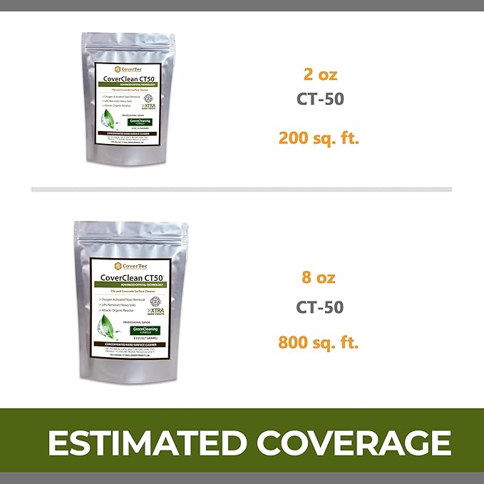 CoverTec CrystalClean CT-50 Tile Grout, Hard Surface Powerful Mold, Mildew, Grease, Oil, Stain Remover | Concentrated Cleaner, High pH, Citrus Fragrance 8oz, Prof Grade