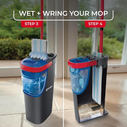 O-Cedar H2prO Flat Mop System | Quick Cleaning Tool | Clean with Water | Machine Washable Reusable Microfiber Mop Pad | Safe on Wood Floors, Vinyl, Tile, Baseboards, Walls