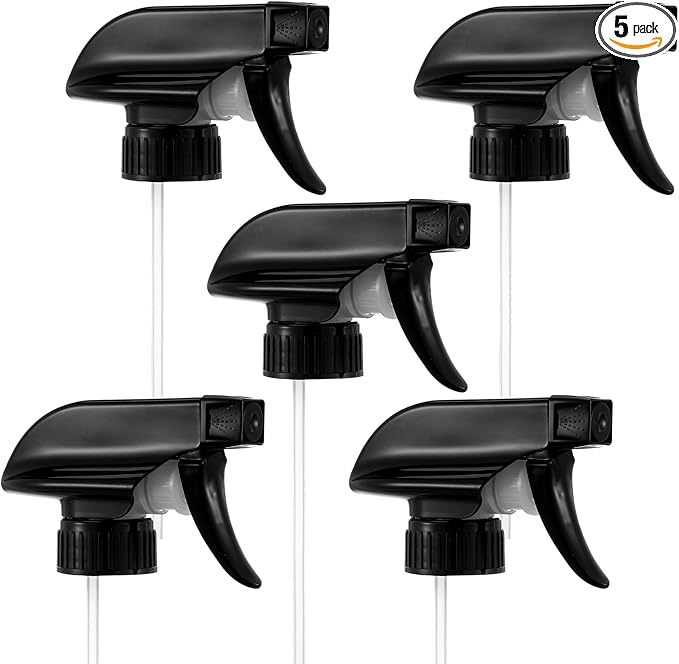 5PCS Replaceable Spray Bottle Nozzle, Mist/Stream Spray Nozzle, Black Plastic Sprays Bottle Tops Replacement for Home, Kitchen, Garden, and Office Cleaning Supplies, Fits 8oz and 16oz Sprays Bottles