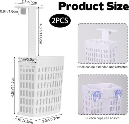 2PCS Toilet Tank Cleaning Tablet Holder, Hanging Holder with Adjustable Hook to Hang Toilet Cleaner Box, Can Collect Residue Inside the toilet, White