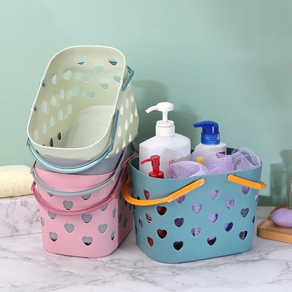 Laundry Hamper, Bathroom Organizers And Storage, Plastic Storage Baskets With Handles Hollow Shower Baskets With Holes, Bathroom Organizers Toiletry Bag Basket (gray)