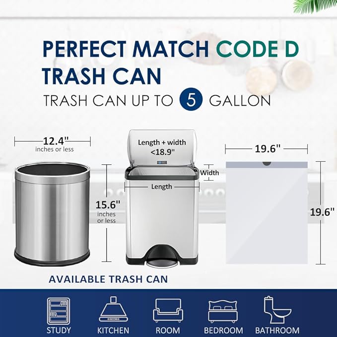 5 Gallon 120 Counts Strong Drawstring Trash Bags Garbage Bags by RayPard, Small Plastic Trash Bags fit 18-20L Trash Can for Home Office Kitchen Bathroom Bedroom, White Waste Basket Liners