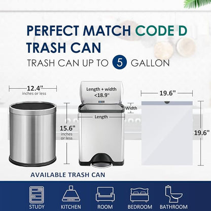 5 Gallon 120 Counts Strong Drawstring Trash Bags Garbage Bags by RayPard, Small Plastic Trash Bags fit 18-20L Trash Can for Home Office Kitchen Bathroom Bedroom, White Waste Basket Liners