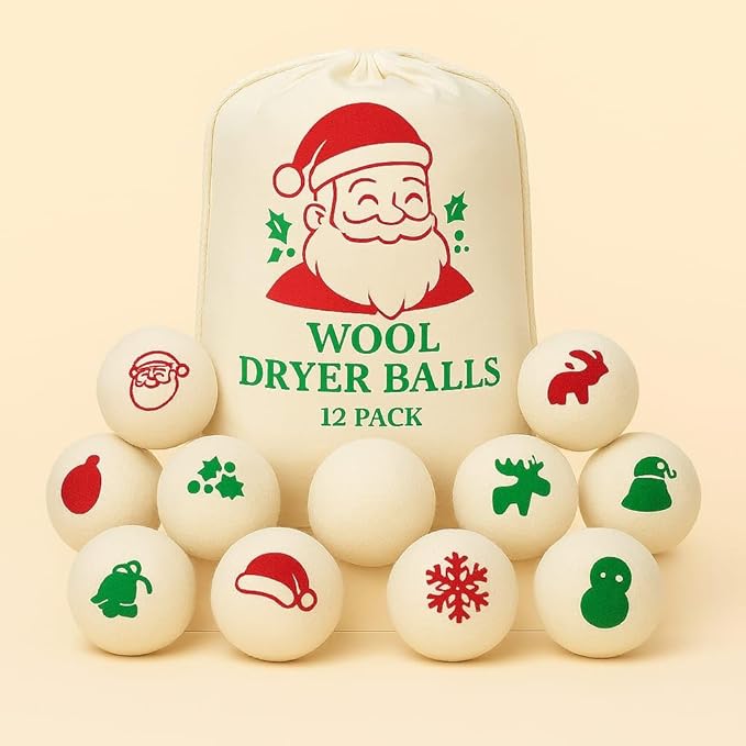 Wool Dryer Balls Pack of 12 Christmas Gift for Women Organic Wool Dryer Balls