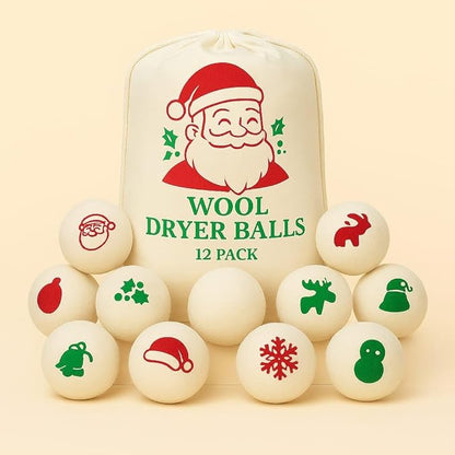 Wool Dryer Balls Pack of 12 Christmas Gift for Women Organic Wool Dryer Balls