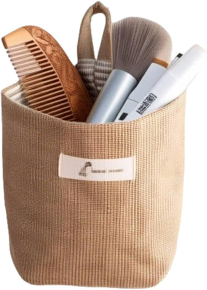 HERCHR Small Hanging Storage Bag, Cotton Linen Laundry Hamper Bag Decorative Wall Hanging Basket Organizer Home Gadget Storage Basket (#1)