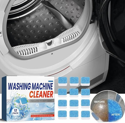 Washing Machine Cleaner Descaler - 12 Pack Deep Cleaning Tablets for Front Loader & Top Load Washer, Clean Inside Drum and Laundry Tub Seal, Bulk 6 Months Supply ﻿
