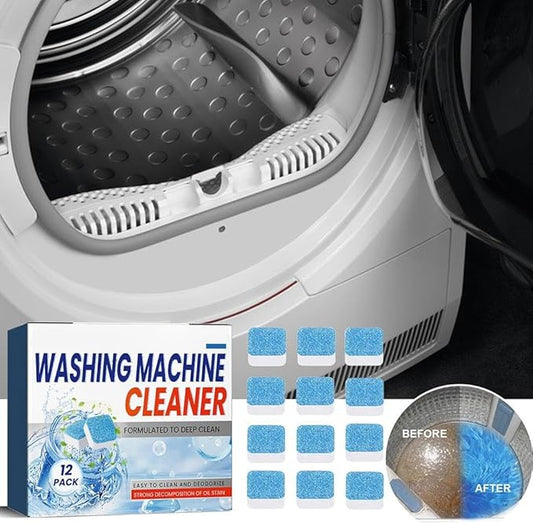 Washing Machine Cleaner Descaler - 12 Pack Deep Cleaning Tablets for Front Loader & Top Load Washer, Clean Inside Drum and Laundry Tub Seal, Bulk 6 Months Supply ﻿