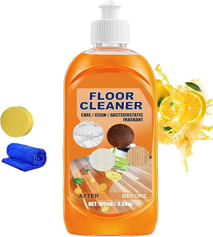Floor Cleaner, 3.38 Oz/100ml Glossy Clean Floor Cleaners, Multipurpose Floor Cleaner Liquid, Powerful Household High-Performance Cleaner for Wood, Tile (1)