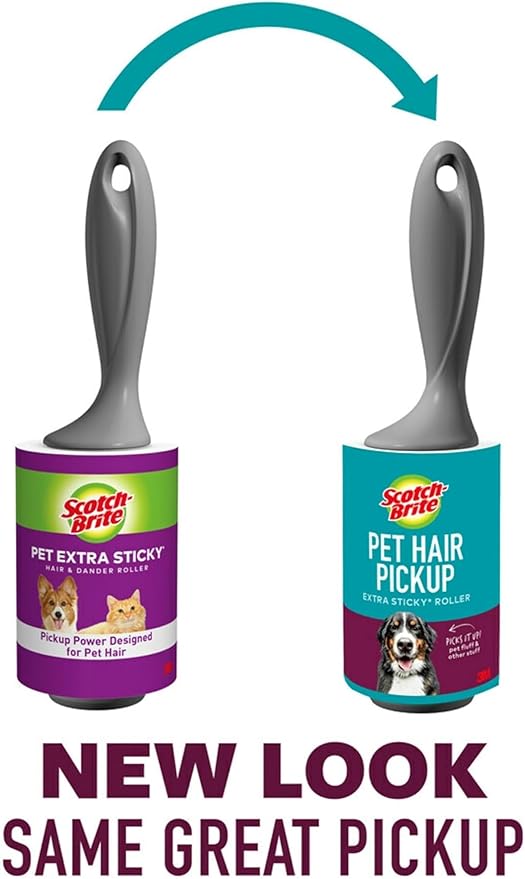 Scotch-Brite Pet Hair Pickup Extra Sticky Lint Roller Refills, 50% Stickier, Scotch Brand Adhesive, 4 in x 36.2 ft Each, 70 Sheets Per Refill, 3 Pack (210 Total Sheets)