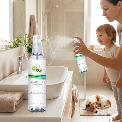 Eucalyptus Shower Spray Essential Oil, 100% Pure Aromatherapy Shower Mist for Sinus Relief, Steam Room Spa, Nasal Congestion, 8oz for Home Spa Day (Eucalyptus, 8oz)