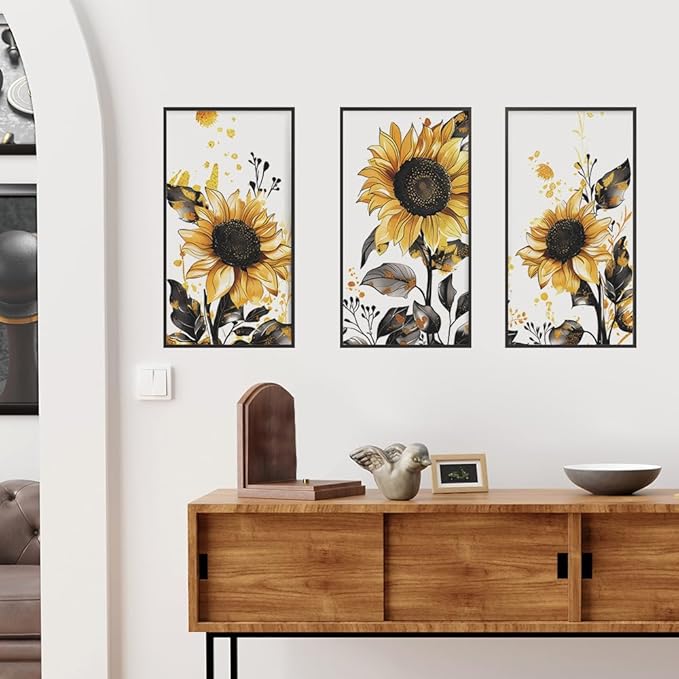 Sunflower Wall Stickers Floral Wall Art Decal Decor for Bedroom Living Room Offices Home Decoration