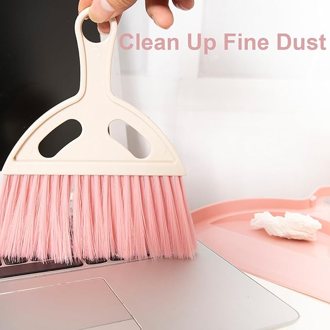 6 Pcs Small Dustpan and Brush Set, Whisk Broom Dust Pan with Handle, Nesting Tiny Dust Pan with Brush Mini Hand Broom and Dustpan Set for Cleaning Home, Classroom, Countertop, Keyboard, Car & Pet Nest