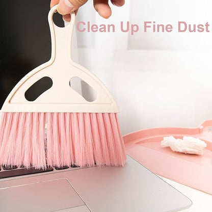 6 Pcs Small Dustpan and Brush Set, Whisk Broom Dust Pan with Handle, Nesting Tiny Dust Pan with Brush Mini Hand Broom and Dustpan Set for Cleaning Home, Classroom, Countertop, Keyboard, Car & Pet Nest