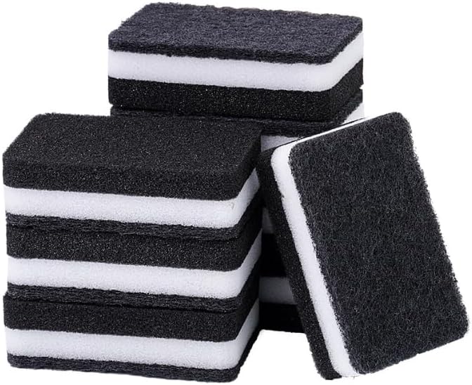 5 Pcs Heavy Duty Scrub Sponges,Dual-Sided Dishwashing Sponge for Kitchen,Multi-Use Deep Cleaning Scrub Sponge (Black White)
