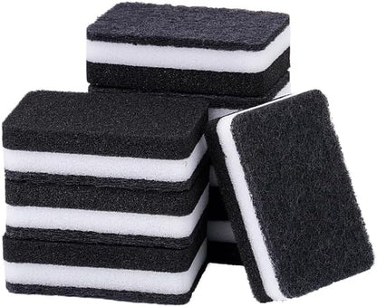5 Pcs Heavy Duty Scrub Sponges,Dual-Sided Dishwashing Sponge for Kitchen,Multi-Use Deep Cleaning Scrub Sponge (Black White)