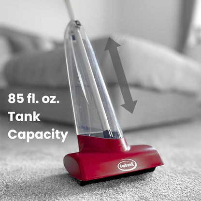 Ewbank Cascade Manual Non-Electric Lightweight Compact Carpet Cleaner Shampoo Dispensing Roller Tall Scrubber Brush, with 17 oz. Shampoo, 85 oz, Red
