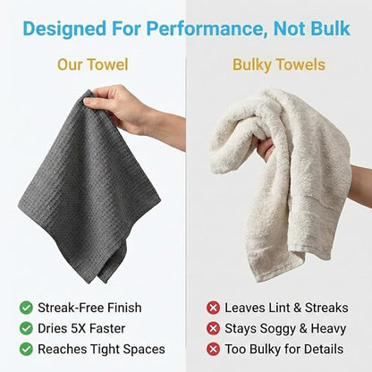 Waffle Weave Microfiber Towel, 12 x 12 inches, Barista Towels, Lint Free Cloth, Glass Towels, Waffle Towels Car Detailing, 6 Pack Premium Microfiber Cleaning Cloth