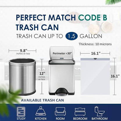 1.5 Gallon 120 Counts Mini Strong Drawstring Trash Bags Garbage Bags by RayPard, Small Plastic Bags fit 4.5-6L Trash Can for Home Office Kitchen Bathroom Bedroom, White Waste Basket Liners