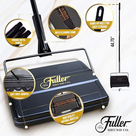 Fuller Brush 17052 Electrostatic Carpet & Floor Sweeper - 9" Cleaning Path - Lightweight - Ideal for Crumby Messes - Works On Carpets & Hard Floor Surfaces - Red