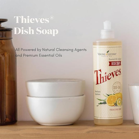 Young Living Thieves Dish Soap | 12 oz | Plant Based Dishwashing Liquid | Formulated with Lemon, Premium Essential Oils, and Water | Gentle on Hands | Ideal for Cleaning Dishes | 1 Pack