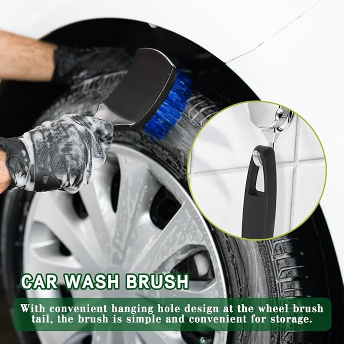 Carpet Cleaning Brush, Car Cleaning Brush, Tire Brush Wheel Cleaner, Universal Soft Bristle Car Wash Brush Short Handle Tire Cleaner Car Accessories for Car Interior Exterior and Home