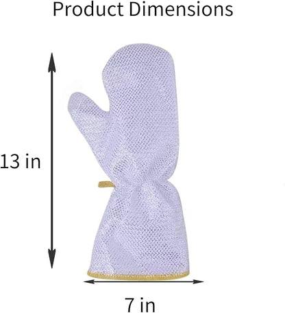 Dishwashing Gloves Non-Scratch Nylon Cleaning Mittens Stainless Steel Wire Balls Hanging Strap for Kitchen Housework