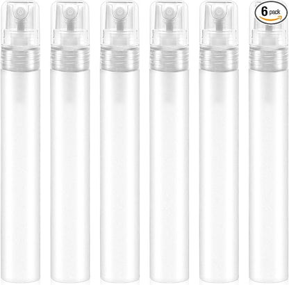 Mozeat Lens 6 PCS 10ml Mini Spray Bottle Plastic Portable Travel Bottle Fine Mist Refillable Mini Perfume Sample Bottles Clear Plastic Spray Bottle Empty for Cleaning Travel Essential Oils