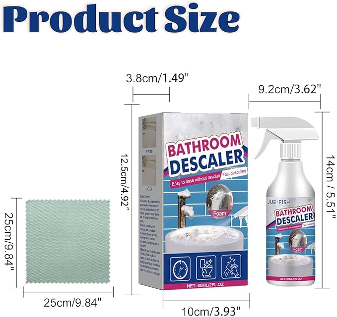 Heavy Duty Bathroom Scrubbing Solution, Bathroom Descaler Foam Cleaner Spray, Descaler Spray for Bathtub,Glass,Faucet,Toilet (2Pcs)