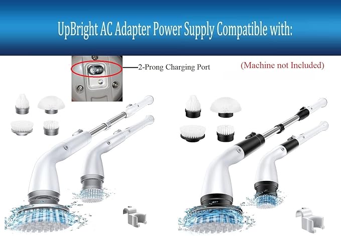 UpBright 2-Prong 9V AC/DC Adapter Compatible with LABIGO LA1 Pro LA1Pro Model KS-2619 KS2619 7.4V 2500mAh Li-ion Battery Electric Spin Scrubber Cordless Cleaning FD DK10-090-0650 Power Supply Charger