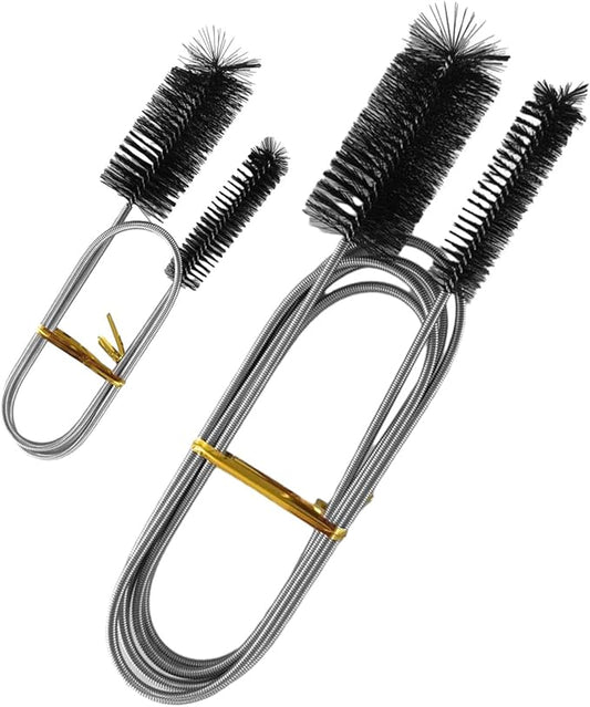 Flexible Long Drain Brush Set, Stainless Steel Tube Cleaning Brushes for Kitchen, Sink, Drain Pipe and Long Pipe Cleaning, with Large Double Elastic Nylon Ends(Color:Black)