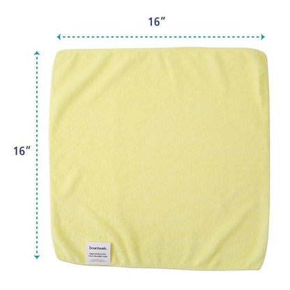 Boardwalk Microfiber Cleaning Cloths, 16 x 16, Yellow, 24/Pack