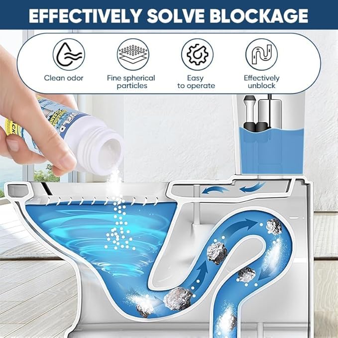 Saker Powerful Foaming Drain Cleaner Powder, Easy-Pour Clog Remover for Kitchen Sink, Bathroom Tub & Shower, Toilet and Floor Drain, Helps Break Down Hair, Soap Scum, Paper and Sludge (3 PACK)