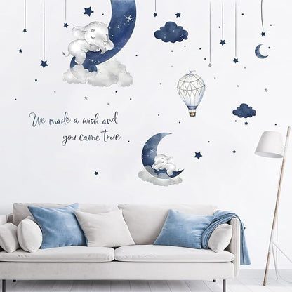 Wall Stickers Decals Kids Peel and Stick Removable for Nursery Kids Bedroom Living Room décor Boys Playroom (Blue Dream)