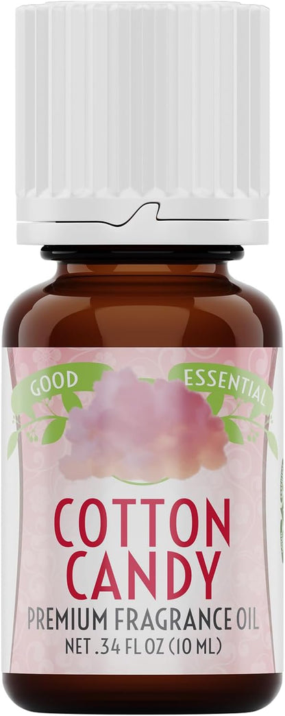 Good Essential Professional Cotton Candy Fragrance Oil 0.33 fl oz (10ml) for Halloween, Diffusers, Candles, Soaps, Lotions, Perfume, Fragrance Oil for Candle & Lotion Making