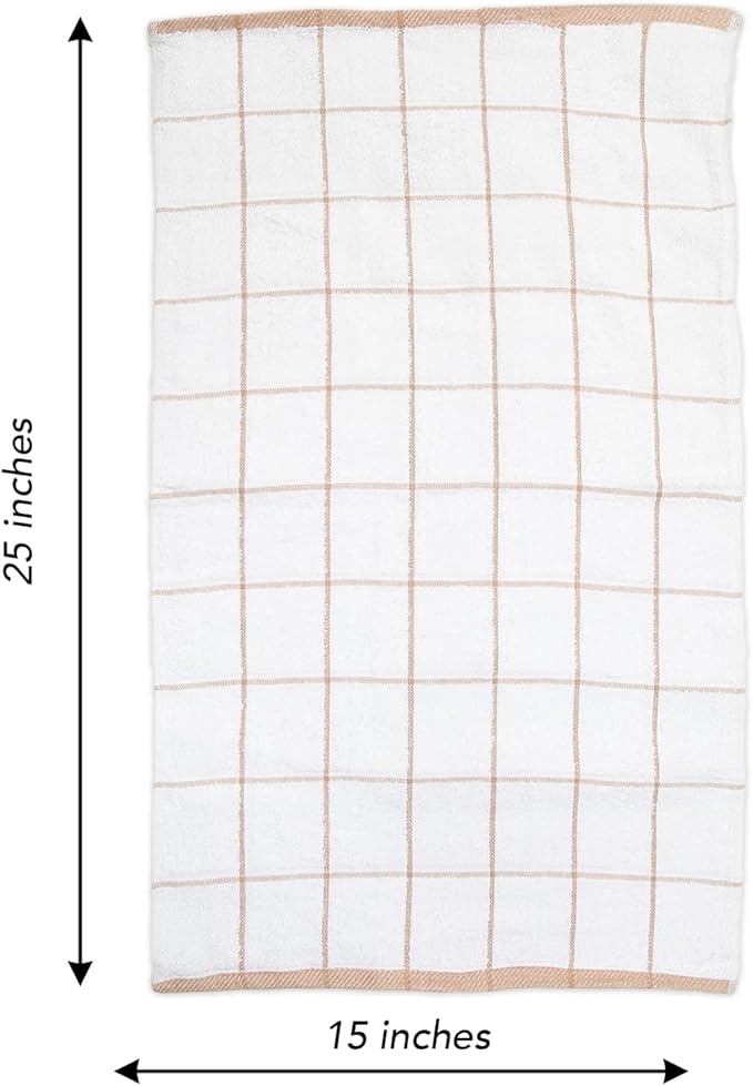 Arkwright Kitchen Tea Towels - (Bulk Case of 144) Soft, 100% Cotton Terry Dishcloths, Highly Absorbent & Quick Dry, Hand Washcloths for Washing, Drying, and Cleaning, 15 x 25 in, Tan