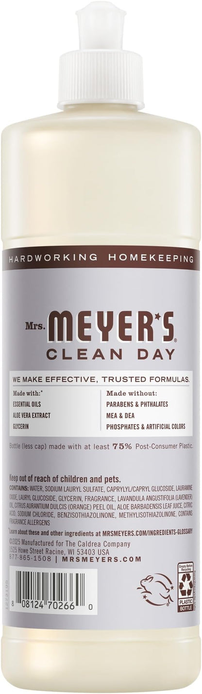 MRS. MEYER'S CLEAN DAY Liquid Dish Soap, Cruelty Free Formula, Lavender Scent, 16 oz