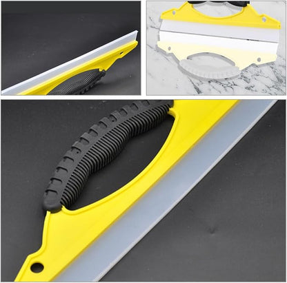 NUOBESTY 2pcs Soft Rubber Window Squeegee with Ergonomic Handle, Small Bow-Shaped Shower Glass and Mirror Cleaner for Bathroom and Car Paint Surfaces, Yellow