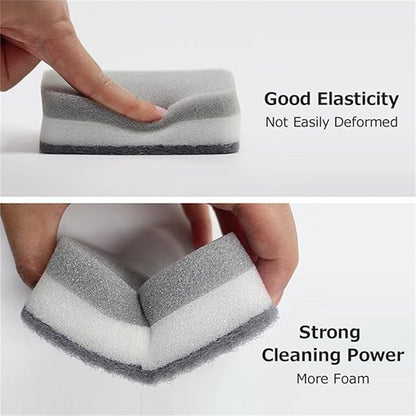 20pcs Sponge Scouring Pads Dish Washing Scrub Sponge Cleaning Scrubber Brush for Kitchen Garage Bathroom House Toilet Bowl Brush and (Grey, One Size), Gray