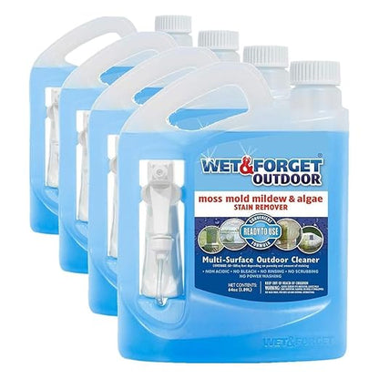 Wet & Forget Outdoor Moss, Mold, Mildew, & Algae Stain Remover Multi-Surface Cleaner, Ready to Use, 64 Ounce (Pack of 4)