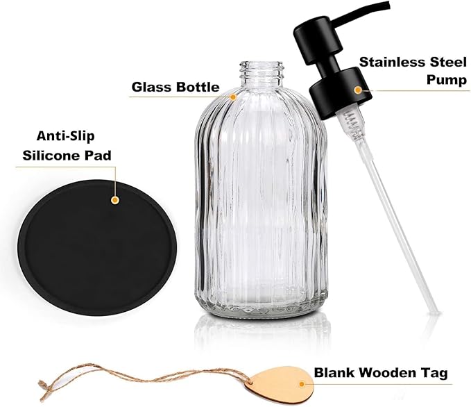 Soap Dispenser with Silicone Pad – Premium Quality – Dish soap Dispenser, Hand Soap Dispenser – Rust Proof Stainless Steel Pump – Ideal for Kitchen Dish soap, Bathroom soap
