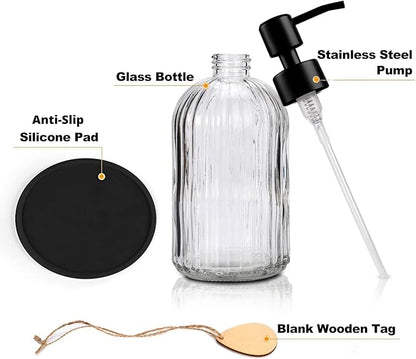 Soap Dispenser with Silicone Pad – Premium Quality – Dish soap Dispenser, Hand Soap Dispenser – Rust Proof Stainless Steel Pump – Ideal for Kitchen Dish soap, Bathroom soap