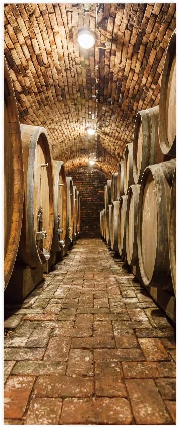3D Door Stickers Murals Peel and Stick - Wine Cellar Wallpaper Self-Adhesive Decals Removable PVC Waterproof Poster for Bedroom Living Room Decoration 37.4" x 82.7"