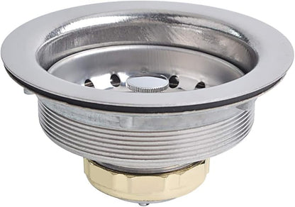 Hydro Master Kitchen Sink Basket Strainer Standard Drains(3-1/2 Inch), Stainless Steel with Rubber Stopper for Kitchen Sinks