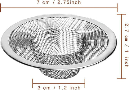 Heavy Duty Stainless Steel Slop Basket Filter Trap Mesh Metal Sink Strainer Perfect for Kitchen Sink/Bathroom Bathtub Wash Basin Floor Drain Balcony Drain Hole Utility (2.75" 100pcs)