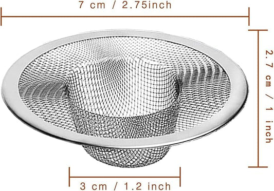 40pcs Heavy Duty Stainless Steel Slop Basket Filter Trap, 2.75" Top / 1" Mesh Metal Sink Strainer,Perfect for Kitchen Sink/Bathroom Bathtub Wash basin Floor drain balcony Drain Hole,Utility