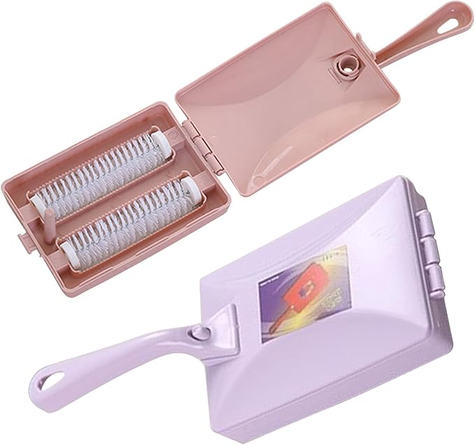 Carpet Debris Brush, Multi-Functional Handheld Double Roller Cleaning Brush, Carpet Table Sweeper Collector Brushes(Color:Random)