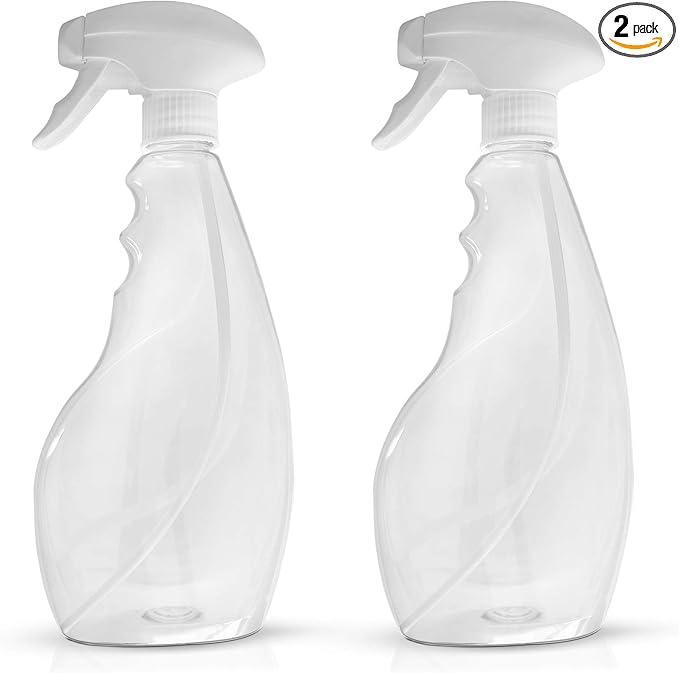 SPRAYZ Large 17oz Spray Bottles For Cleaning Solutions and Gardening, Plant, Water, Durable Trigger Sprayer, Refillable, Spray Bottle for Hair, All Directions, Clear Plastic Bottle 2x 17oz