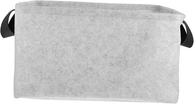 Alipis Medium Gray Felt Storage Basket with Handles Thick Felt Material Clothes and Organizer Reusable Laundry Hamper for Home Storage and Tidying